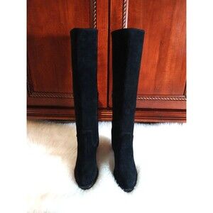 NWOT FRYE Corinne Women's Size 9.5M Black Suede Knee High Boots w/Block Heels